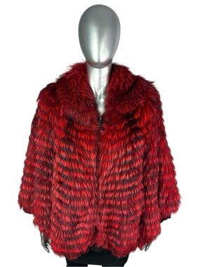 Red FOX Cape-Jacket, Sz L/XL, Certified Vintage Fur